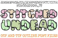 Stitched Undead Lettering Font Cartoon Halloween ABC OTF Type by Squeeb Creative