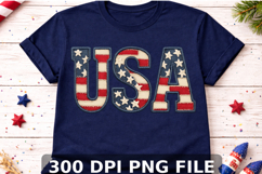 USA Faux Embroidery PNG, America Flag Product Image 1