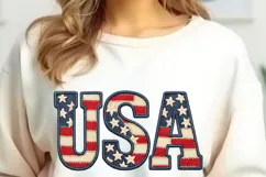 USA Faux Embroidery PNG, America Flag Product Image 6