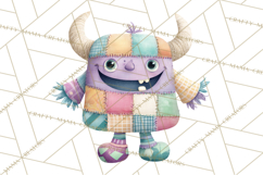 Cute Halloween Monster Clipart PNG, Patchwork Monsters Png Product Image 2
