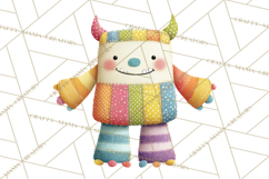 Cute Halloween Monster Clipart PNG, Patchwork Monsters Png Product Image 3