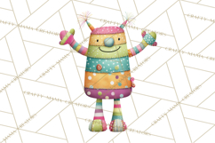 Cute Halloween Monster Clipart PNG, Patchwork Monsters Png Product Image 4