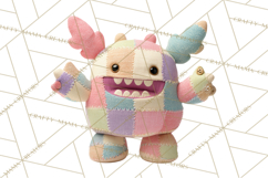 Cute Halloween Monster Clipart PNG, Patchwork Monsters Png Product Image 5