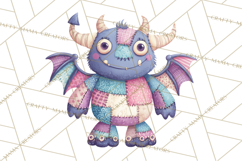 Cute Halloween Monster Clipart PNG, Patchwork Monsters Png Product Image 2