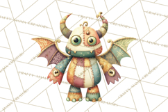 Cute Halloween Monster Clipart PNG, Patchwork Monsters Png Product Image 4