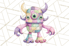 Cute Halloween Monster Clipart PNG, Patchwork Monsters Png Product Image 2