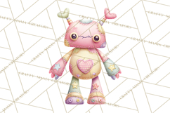 Cute Halloween Monster Clipart PNG, Patchwork Monsters Png Product Image 5
