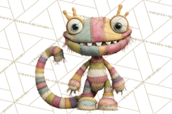 Cute Halloween Monster Clipart PNG, Patchwork Monsters Png Product Image 5