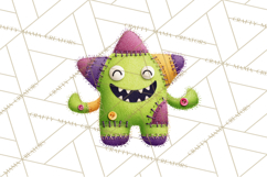 Cute Halloween Monster Clipart PNG, Patchwork Monsters Png Product Image 4