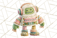 Cute Halloween Monster Clipart PNG, Patchwork Monsters Png Product Image 3