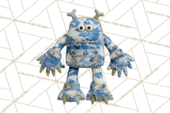 Cute Halloween Monster Clipart PNG, Patchwork Monsters Png Product Image 3