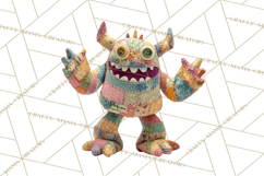 Cute Halloween Monster Clipart PNG, Patchwork Monsters Png Product Image 2