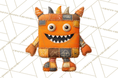 Cute Halloween Monster Clipart PNG, Patchwork Monsters Png Product Image 3