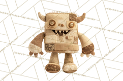 Cute Halloween Monster Clipart PNG, Patchwork Monsters Png Product Image 5