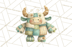 Cute Halloween Monster Clipart PNG, Patchwork Monsters Png Product Image 3