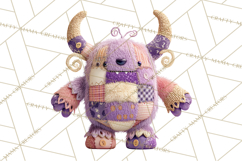 Cute Halloween Monster Clipart PNG, Patchwork Monsters Png Product Image 4