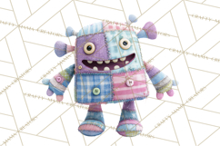 Cute Halloween Monster Clipart PNG, Patchwork Monsters Png Product Image 2