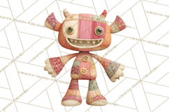 Cute Halloween Monster Clipart PNG, Patchwork Monsters Png Product Image 3