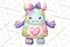 Cute Halloween Monster Clipart PNG, Patchwork Monsters Png Product Image 5