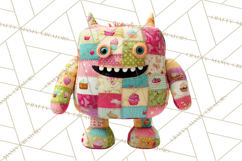 Cute Halloween Monster Clipart PNG, Patchwork Monsters Png Product Image 2