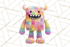 Cute Halloween Monster Clipart PNG, Patchwork Monsters Png Product Image 4