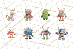 Cute Halloween Monster Clipart PNG, Patchwork Monsters Png Product Image 2