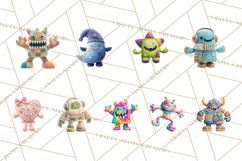 Cute Halloween Monster Clipart PNG, Patchwork Monsters Png Product Image 6