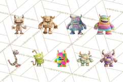 Cute Halloween Monster Clipart PNG, Patchwork Monsters Png Product Image 8