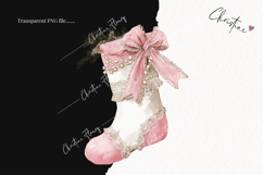 Coquette Christmas Stocking Clipart | Pink Christmas PNG Product Image 2