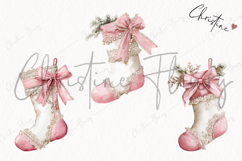 Coquette Christmas Stocking Clipart | Pink Christmas PNG Product Image 3