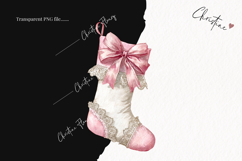 Coquette Christmas Stocking Clipart | Pink Christmas PNG Product Image 2