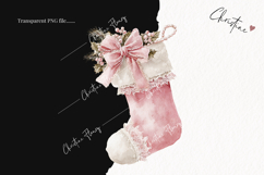 Coquette Christmas Stocking Clipart | Pink Christmas PNG Product Image 2