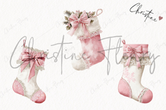 Coquette Christmas Stocking Clipart | Pink Christmas PNG Product Image 3