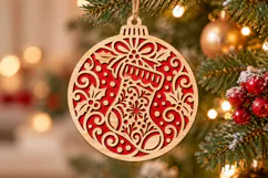 Stocking Christmas Ornament SVG, Laser Cut Glowforge File Product Image 2