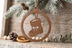 Stocking Christmas Ornament SVG Laser Cut Wood Winter Decor Product Image 1
