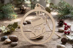 Stocking Christmas Ornament SVG Laser Cut Wood Winter Decor Product Image 2