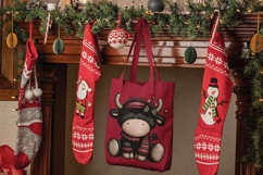 Christmas Baby Highland Cow Clipart with holly berries pngs Product Image 4