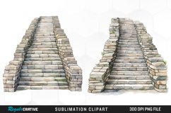 Watercolor Stone Stairs Design Clipart Product Image 1