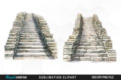 Watercolor Stone Stairs Design Clipart Product Image 1