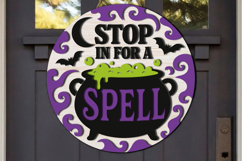 Stop In For A Spell Round Sign SVG Product Image 1