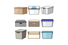 Collection of assorted storage boxes for organizing and pack Product Image 1