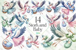 Stork and Baby Sublimation Clipart Product Image 1