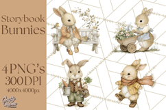 Vintage Spring Bunny Clipart, Whimsical Bunny Gardening Product Image 1