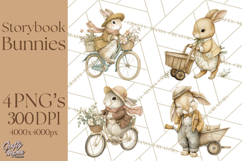 Vintage Spring Bunny Clipart, Whimsical Bunny Gardening Product Image 1