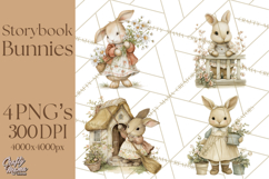 Vintage Spring Bunny Clipart, Whimsical Bunny Gardening Product Image 1