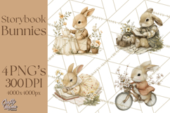 Vintage Spring Bunny Clipart, Whimsical Bunny Gardening Product Image 1