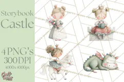 Baby Dragon Clipart, Princess Clipart, Knight Clipart Product Image 1