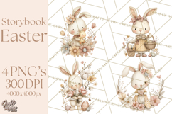 Vintage Easter Bunny Clipart PNG, Easter Bunny Printable Product Image 1