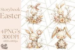 Vintage Easter Bunny Clipart PNG, Easter Bunny Printable Product Image 1