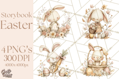 Vintage Easter Bunny Clipart PNG, Easter Bunny Printable Product Image 1